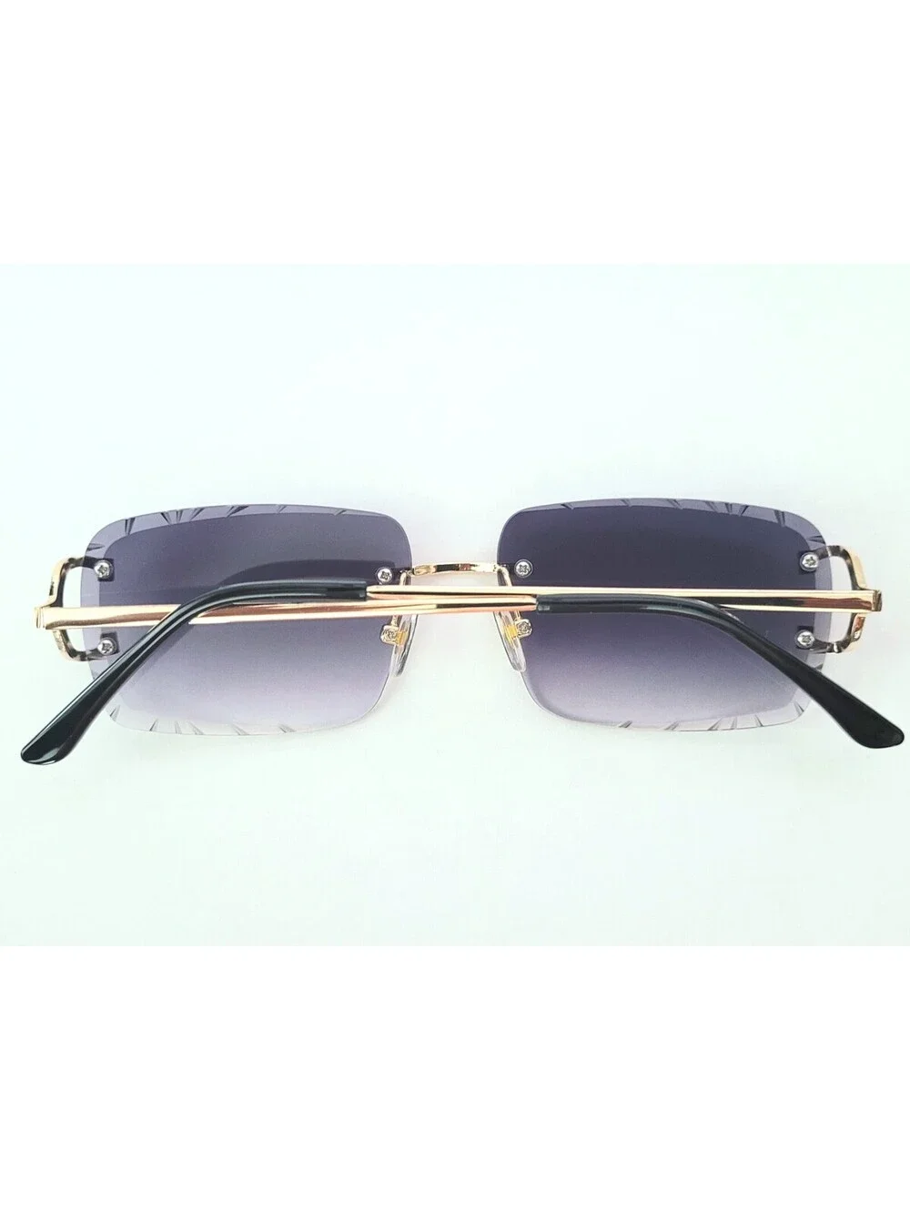 Piccadilly Gld Gray Gradient C Diamond Cut Designer Sunglass